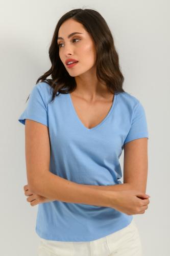 Basic t-shirt με V ντεκολτέ (LIGHT BLUE)